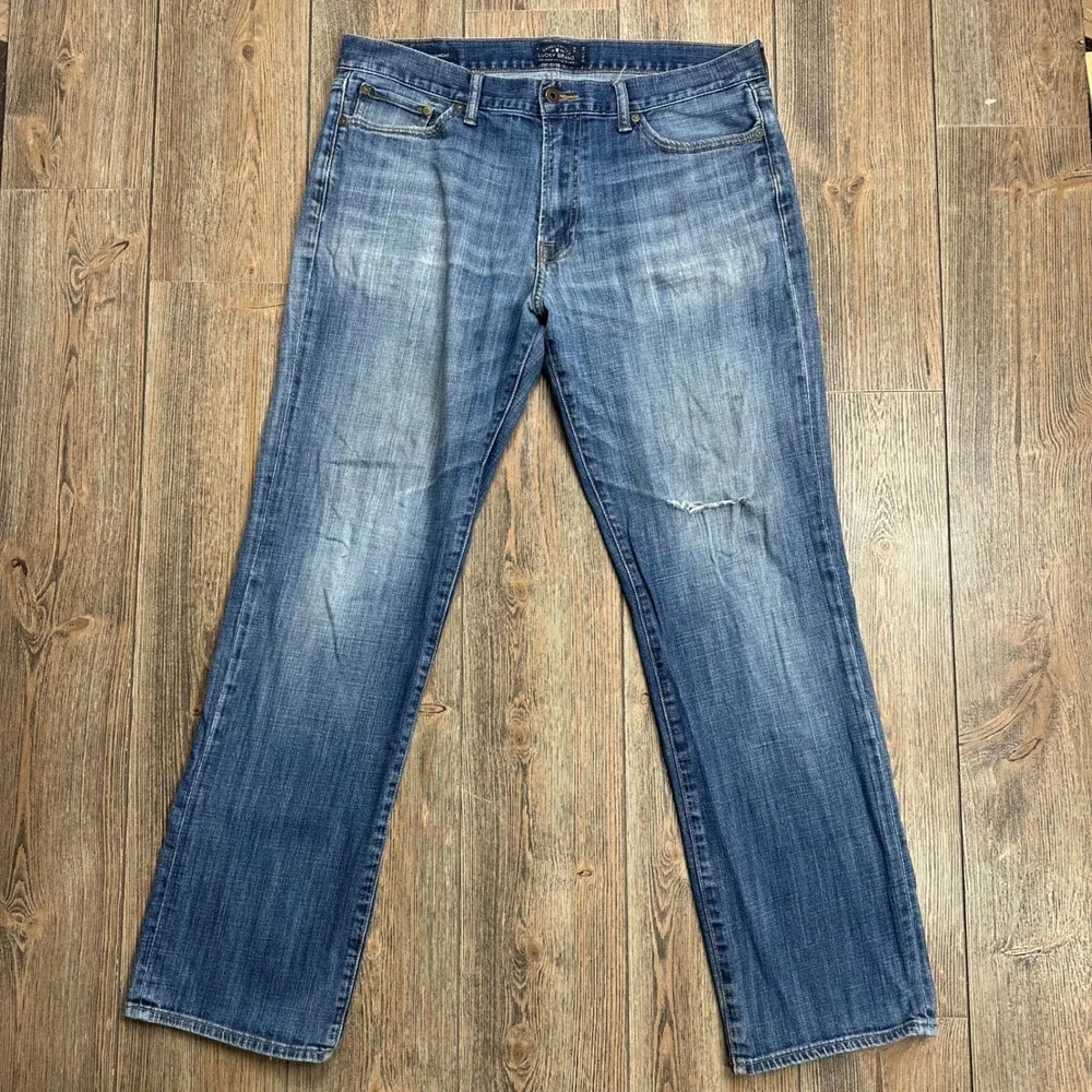 Lucky Brand 361 Vintage Straight Mens Jeans 36x34 Blue Distressed Denim Pants